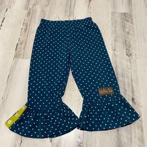 Matilda Jane size 2 Great Lakes Big Ruffles blue pants polka dot